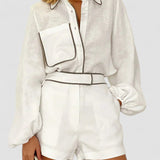 Set de pantaloni scurți și in cu detalii contrastante