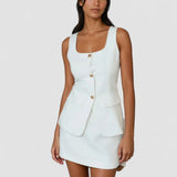 Set elegant fără mâneci cu guler pătrat