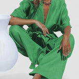 Set de pantaloni cu design oversized, legat în talie