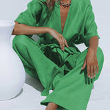 Set de pantaloni cu design oversized, legat în talie