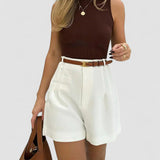 Shorturi Semi-Transparente cu Talie Medie Fără Curea