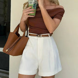 Shorturi Semi-Transparente cu Talie Medie Fără Curea