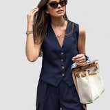 Set de șorturi casual din navy închis cu buzunare