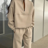 Set Casual Asortat cu Glugă și Culoare Solidă