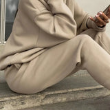 Set Casual Asortat cu Glugă și Culoare Solidă