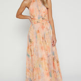 Joli™ | Rochie maxi cu decolteu și model acquerel