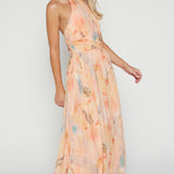 Joli™ | Rochie maxi cu decolteu și model acquerel