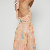 Joli™ | Rochie maxi cu decolteu și model acquerel