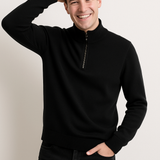 Pulover din tricot - Jumătate fermoar cu guler înalt și material elastic