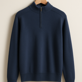 Pulover din tricot - Jumătate fermoar cu guler înalt și material elastic