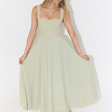 Fioren – Rochie Midi de Damă Elegantă cu Decolteu Pătrat