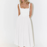 Fioren – Rochie Midi de Damă Elegantă cu Decolteu Pătrat