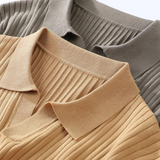 Polo din Amestec de Lyocell - Cu Placket Canelat și Formă Bine Definită