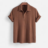 Cămașă Polo – Guler din Tricot Jacquard și Față cu Jumătate de Buton Airflow