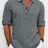 Cămașă Polo din Amestec de Poliester – Guler Clasic și Croială Relaxată