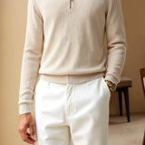 Hanorac cu Guler Înalt și Fermoar - Fir Mixat