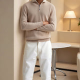 Hanorac cu Guler Înalt și Fermoar - Fir Mixat