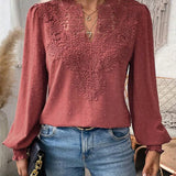 Charlene – Bluză de Damă Elegantă cu Decolteu în V și Mâneci Lungi