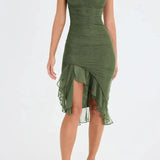 Amara – Rochie Midi de Damă Elegantă cu Volane