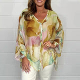 Steph | Bluză elegantă oversized cu imprimeu acquerel