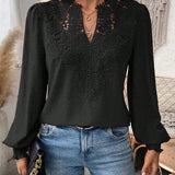 Charlene – Bluză de Damă Elegantă cu Decolteu în V și Mâneci Lungi