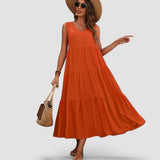 Elvira – Rochie de Damă Midi Elegantă Lejeră fără Mâneci