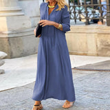 Jytte – Rochie de Damă Maxi Lejeră cu Decolteu în V Elegantă