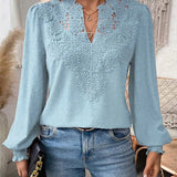 Charlene – Bluză de Damă Elegantă cu Decolteu în V și Mâneci Lungi