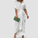 Zeina – Rochie de Damă Clasică de Vară cu Nasturi și Curea