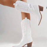 Missie – Botine de Damă Western din Piele cu Toc Lat