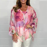 Steph | Bluză elegantă oversized cu imprimeu acquerel