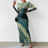 Yanisha – Rochie Damă Elegantă Maxi cu Mâneci Lungă și Croi Ajustat