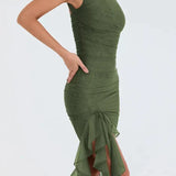 Amara – Rochie Midi de Damă Elegantă cu Volane