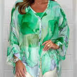 Steph | Bluză elegantă oversized cu imprimeu acquerel