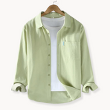 Cămașă - Față cu Butoni, Croială Lungă și Ajustare Flexibilă și Respirabilă