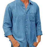Cămașă - Amestec de Denim în Formă Lungă cu Față cu Butoane
