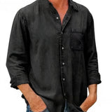 Cămașă - Amestec de Denim în Formă Lungă cu Față cu Butoane