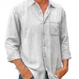 Cămașă - Amestec de Denim în Formă Lungă cu Față cu Butoane