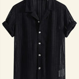 Cămașă - Guler Canelat & Amestec Ușor de Poliester