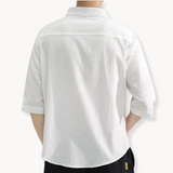 Cămașă - Amestec de Poliester cu Guler Mandarin și Formă Elegantă