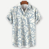 Cămașă cu Mâneci Scurte – Model cu Frunze și Amestec Respirabil