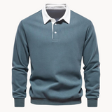 Sweatshirt Polo Soft-Blend - Guler Contrastant & Ajustare Flexibilă
