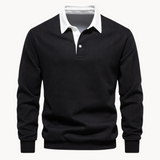 Sweatshirt Polo Soft-Blend - Guler Contrastant & Ajustare Flexibilă