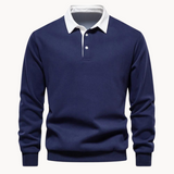 Sweatshirt Polo Soft-Blend - Guler Contrastant & Ajustare Flexibilă