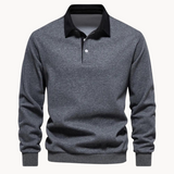Sweatshirt Polo Soft-Blend - Guler Contrastant & Ajustare Flexibilă