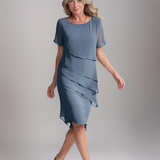 Juna – Rochie Midi din Chiffon Stratificată, Feminină și Elegantă