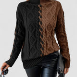 LEOVIA | Pulover Elegant cu Dungi și Guler Înalt