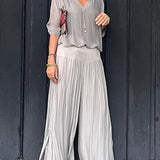 ESMERALDA – SET DIN DOUĂ PIESE CU PANTALONI LARGI DIN CHIFFON ELEGANT