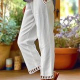 Wren – Pantaloni Croiți Relaxați cu Detalii Contrastante