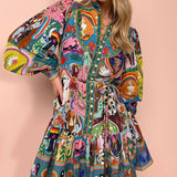 Madeleine – Rochie de Damă Elegantă cu Imprimeu Floral și Mâneci Lungi